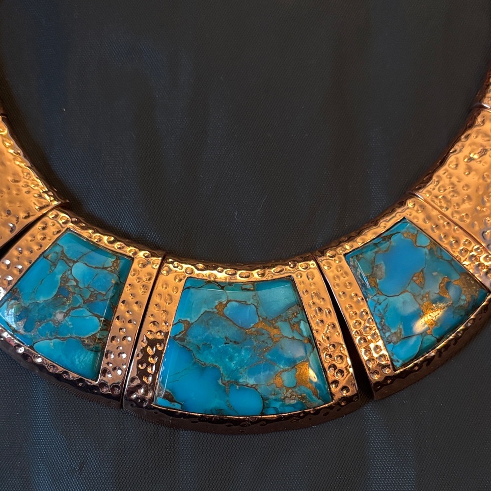 Jay King Brass And Turquoise Statement Necklace - image 2